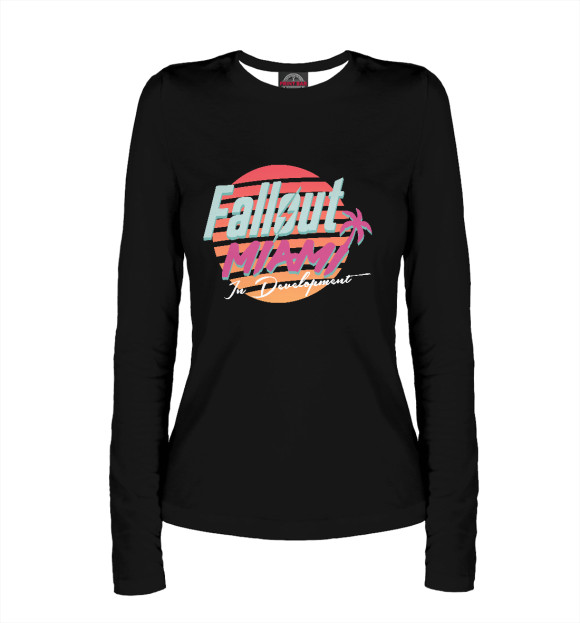 Женский лонгслив с притом Fallout Miami цвета Белый Женский лонгслив с изображением Fallout Miami цвета Белый