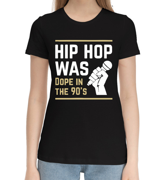 Женская хлопковая футболка с изображением Dope Hip Hop цвета Черный