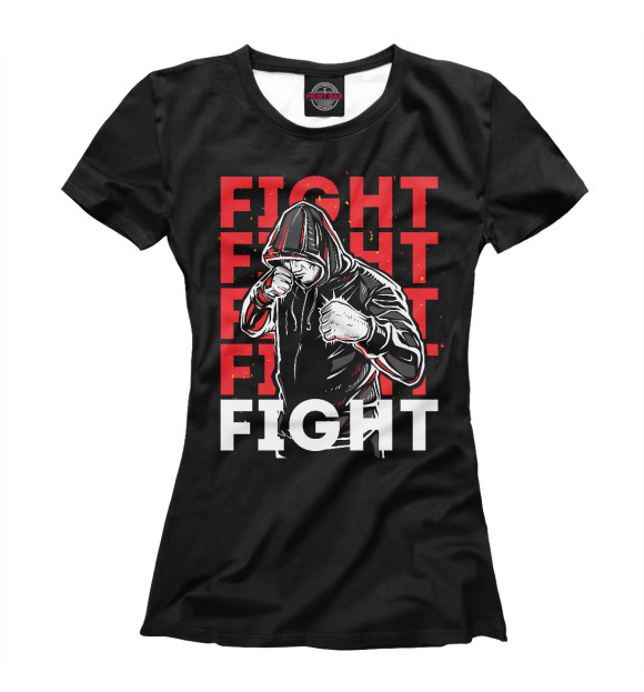 Футболка для девочек с изображением FIGHT цвета Белый