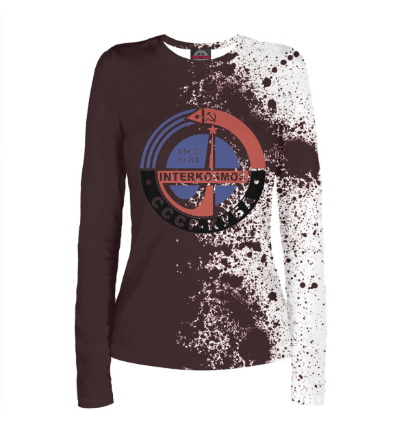 Женский лонгслив с изображением Интеркосмос цвета Белый