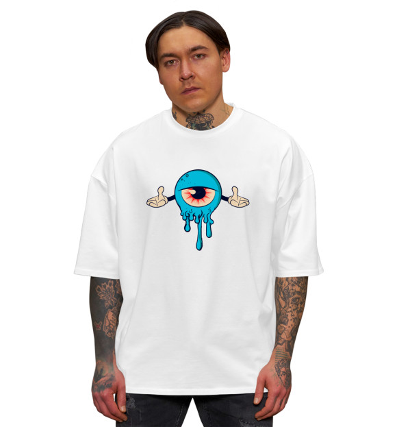 Мужская футболка оверсайз с изображением Гипно глаз цвета Белый