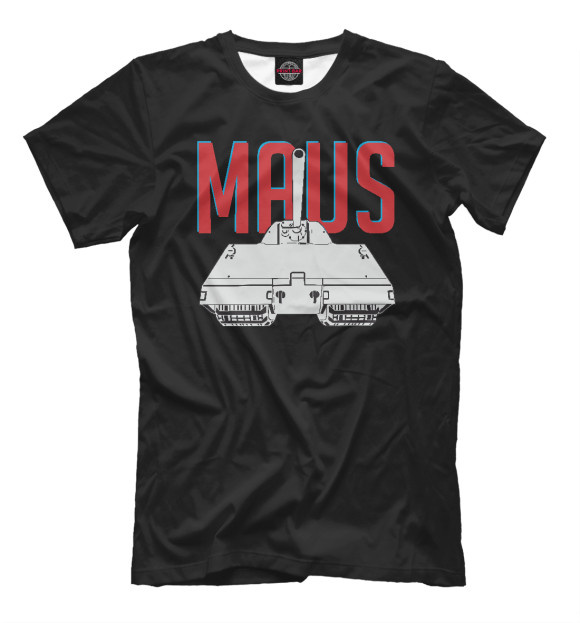 Мужская футболка с изображением Немецкий танк MAUS цвета Белый