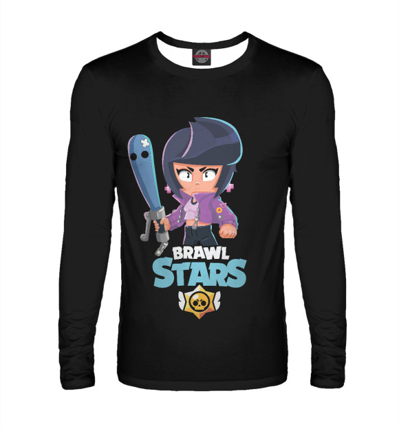 Мужской лонгслив с притом Brawl Stars BIBI цвета Белый Мужской лонгслив с изображением Brawl Stars BIBI цвета Белый