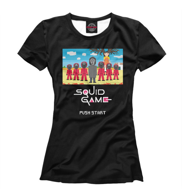 Футболка для девочек с изображением Squid Game - Push Start цвета Белый