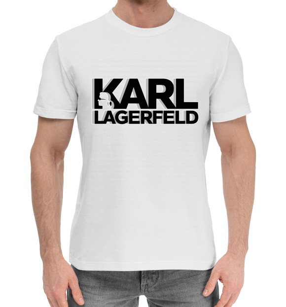 Мужская хлопковая футболка с изображением Karl Lagerfeld цвета Белый