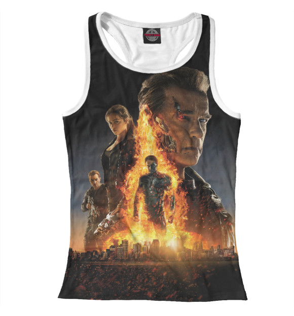 Женская майка-борцовка с изображением Терминатор цвета Белый