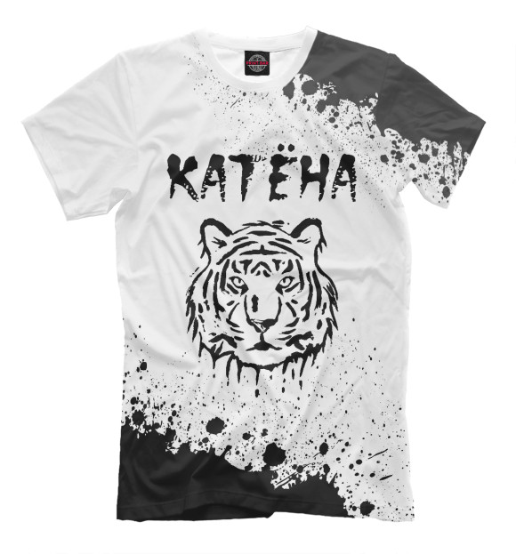 Мужская футболка с изображением Катёна Тигр цвета Белый