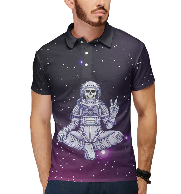 Мужское поло с притом Space joga цвета Белый Мужское поло с изображением Space joga цвета Белый