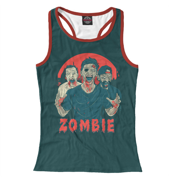 Женская майка-борцовка с изображением ZOMBIE цвета Белый