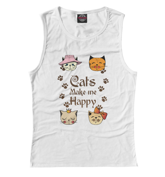 Майка для девочки с изображением Cats Make me Happy цвета Белый