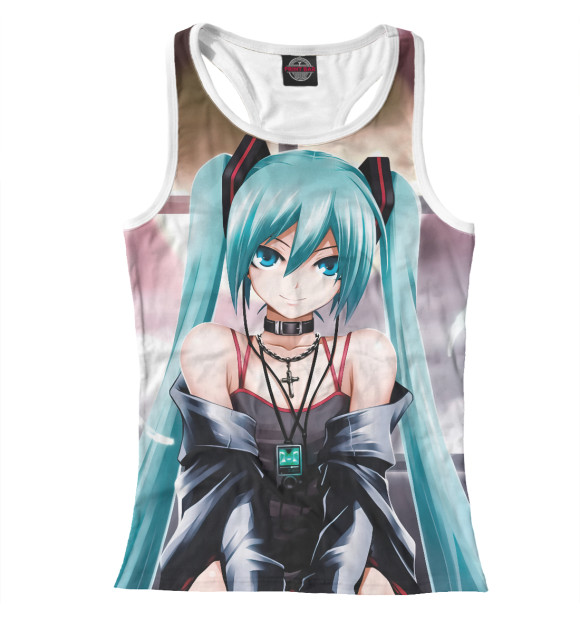 Женская майка-борцовка с изображением Хацуне Мику цвета Белый