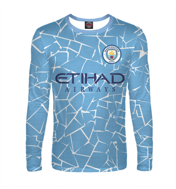Мужской лонгслив с изображением Man City цвета Белый