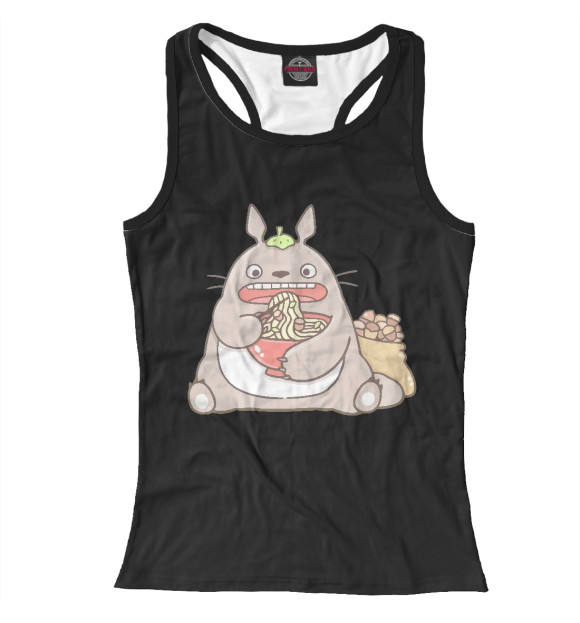 Женская майка-борцовка с изображением Голодный Тоторо цвета Белый