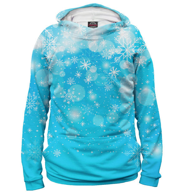 Мужское худи с изображением Снежинки цвета Белый