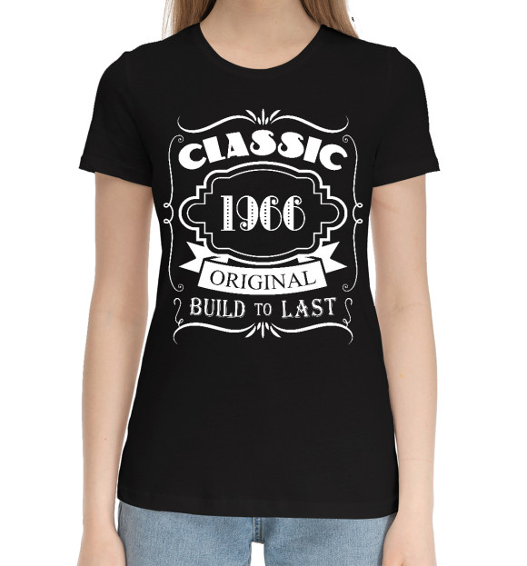 Женская хлопковая футболка с изображением 1966 / Classic цвета Черный