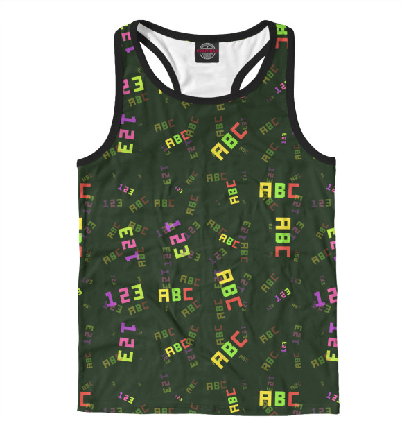 Мужская майка-борцовка с изображением Цифры и буквы цвета Белый