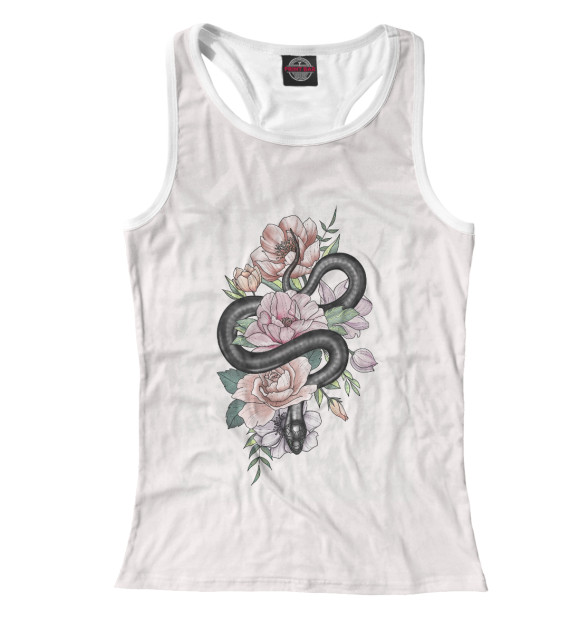 Женская майка-борцовка с изображением Змея в цветах цвета Белый