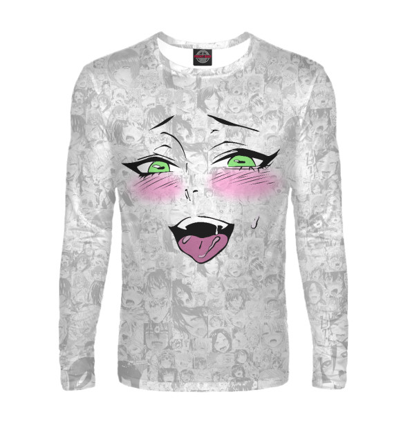 Мужской лонгслив с изображением Ahegao Face цвета Белый
