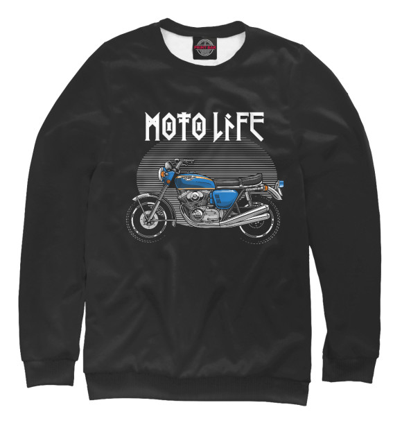 Мужской свитшот с изображением Moto life цвета Белый