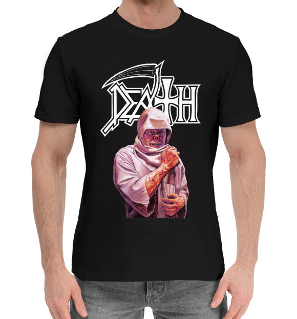 Мужская хлопковая футболка с изображением Death цвета Черный