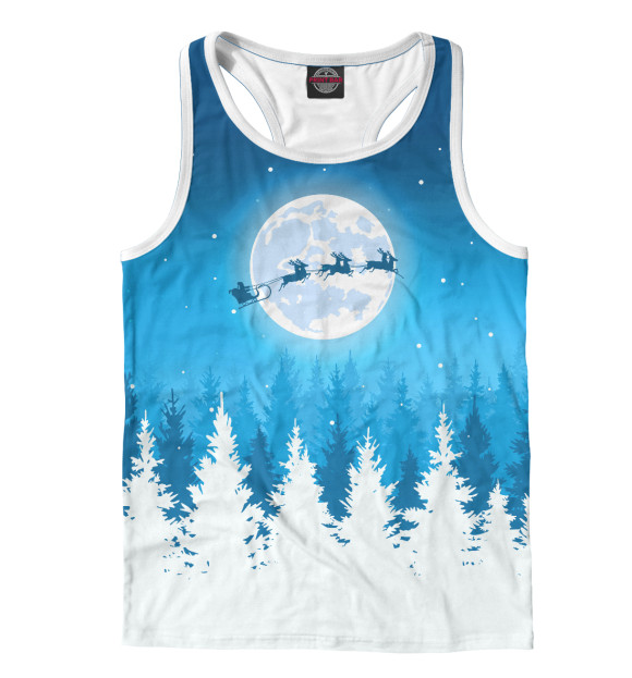 Мужская майка-борцовка с изображением С Рождеством цвета Белый