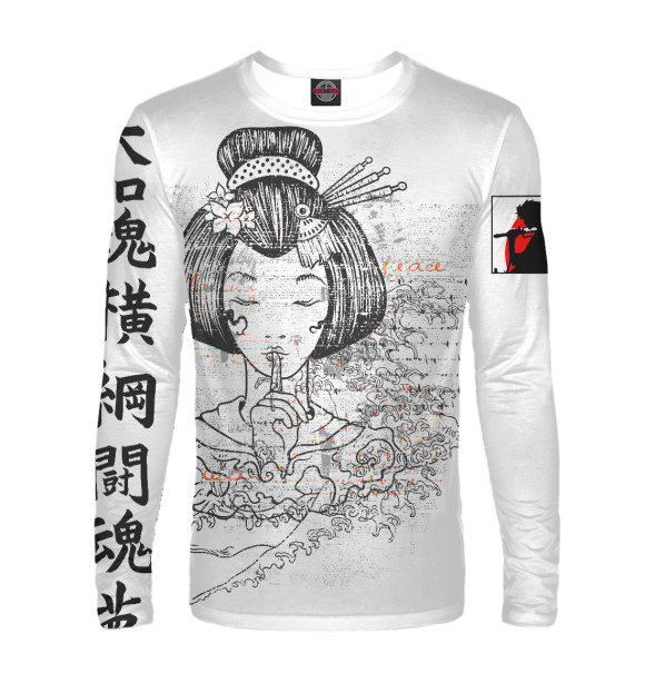 Мужской лонгслив с изображением Japan Samurai цвета Белый