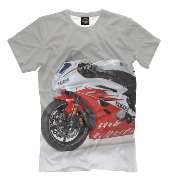 Мужская футболка с изображением Yamaha R6 цвета Молочно-белый