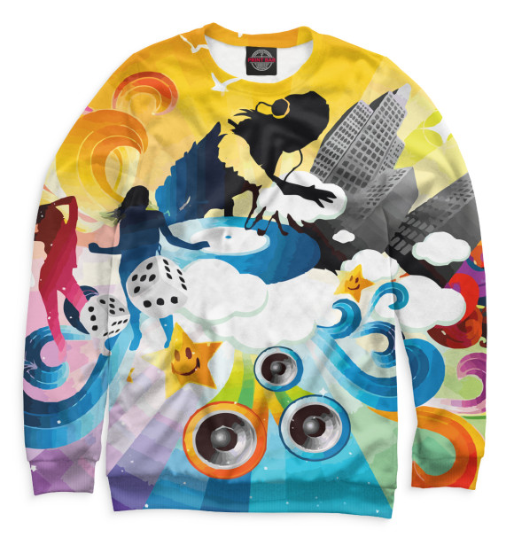 Мужской свитшот с изображением Electronic цвета Белый