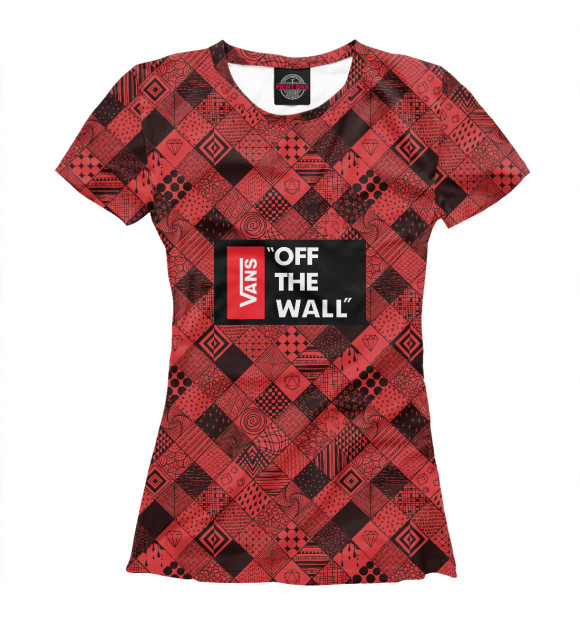 Футболка для девочек с изображением Vans of the wall (Red and Black) цвета Белый