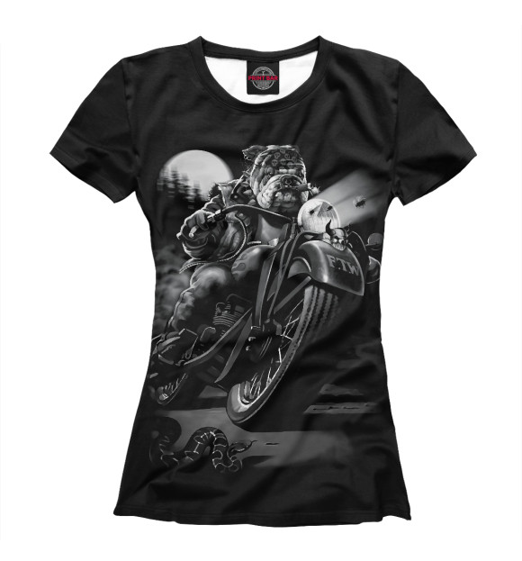 Женская футболка с изображением Пёс-байкер / Biker dog цвета Белый