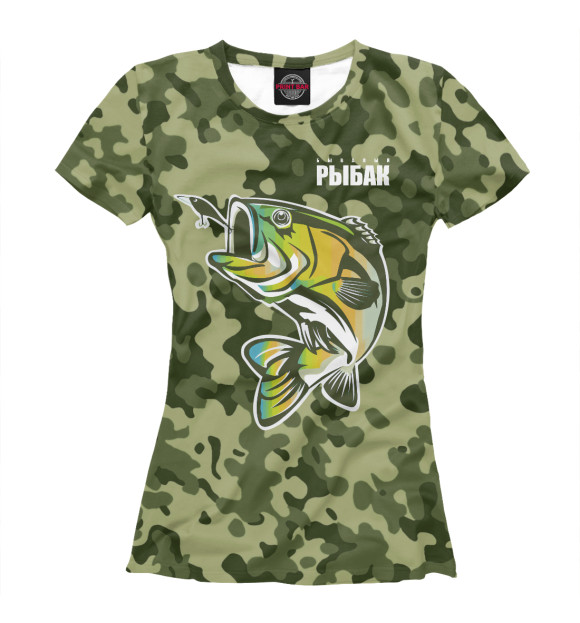 Женская футболка с изображением Бывылый рыбак цвета Белый