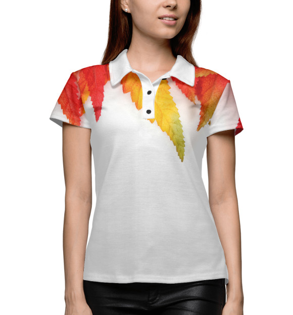 Женское поло с изображением Осень цвета Белый
