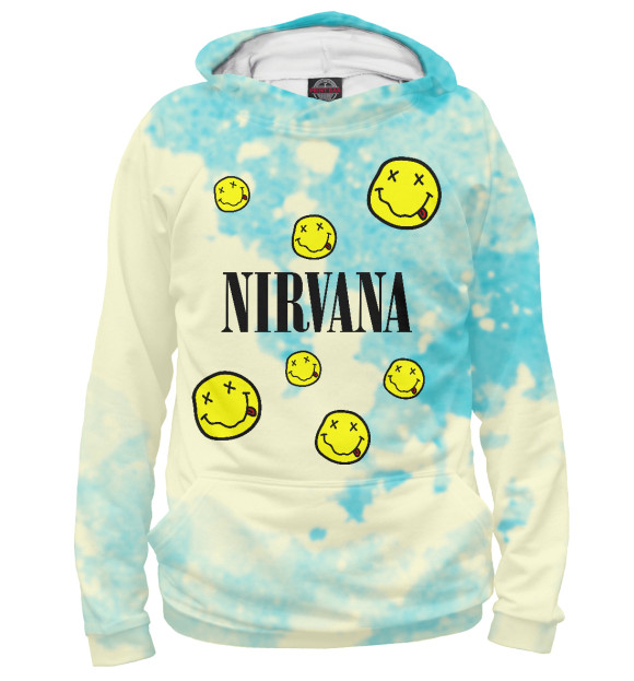 Мужское худи с изображением Nirvana цвета Белый