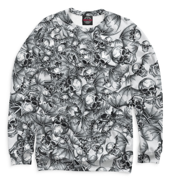 Мужской свитшот с притом Avenged Sevenfold цвета Белый Мужской свитшот с изображением Avenged Sevenfold цвета Белый