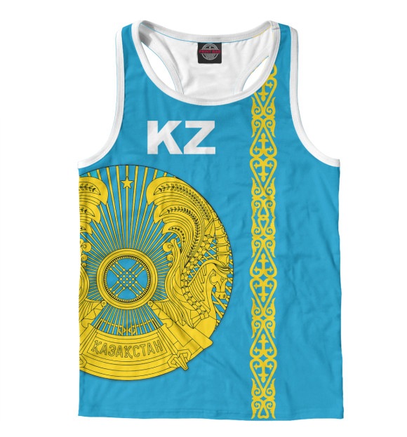 Мужская майка-борцовка с изображением Казахстан цвета Белый