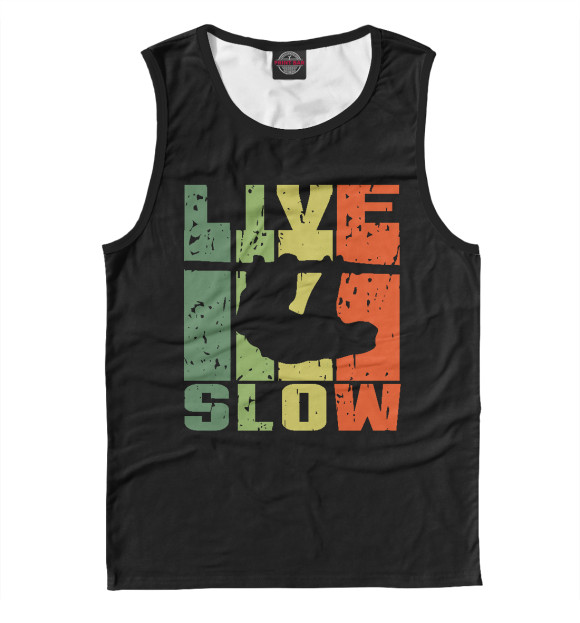 Майка для мальчика с притом Жить медленно цвета Белый Майка для мальчика с изображением Жить медленно цвета Белый