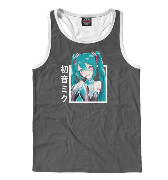 Мужская майка-борцовка с изображением Мику Хацунэ цвета Белый