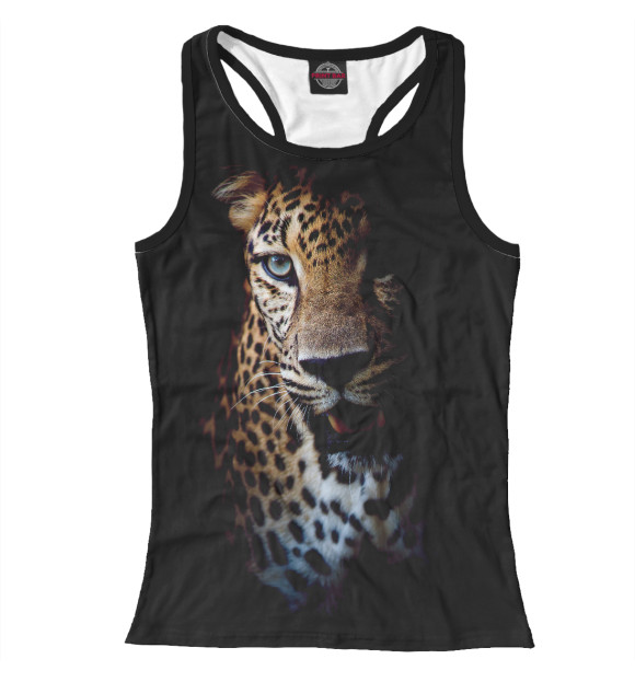 Женская майка-борцовка с изображением Леопард цвета Белый