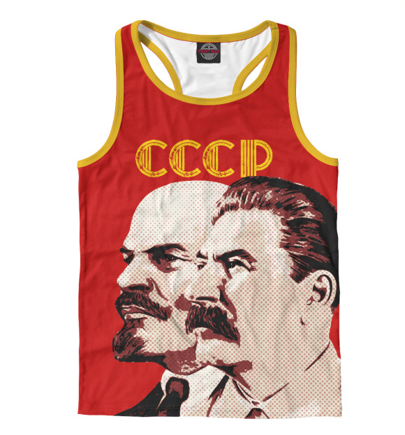 Мужская майка-борцовка с изображением Ленин - Сталин цвета Белый