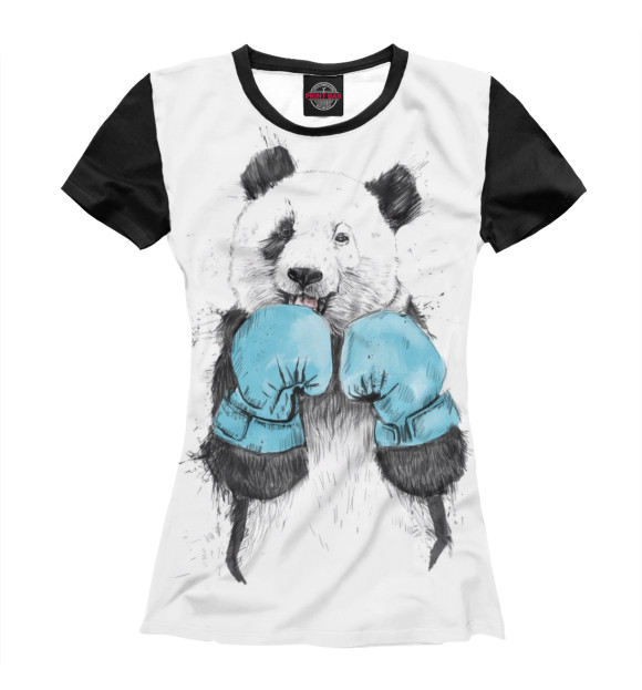 Женская футболка с изображением Панда боксер цвета Белый