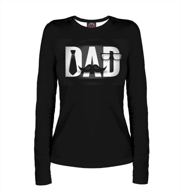 Женский лонгслив с притом Папаша цвета Белый Женский лонгслив с изображением Папаша цвета Белый