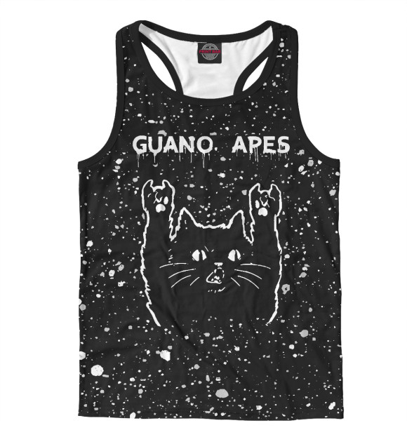 Мужская майка-борцовка с изображением Guano Apes + Рок Кот цвета Белый