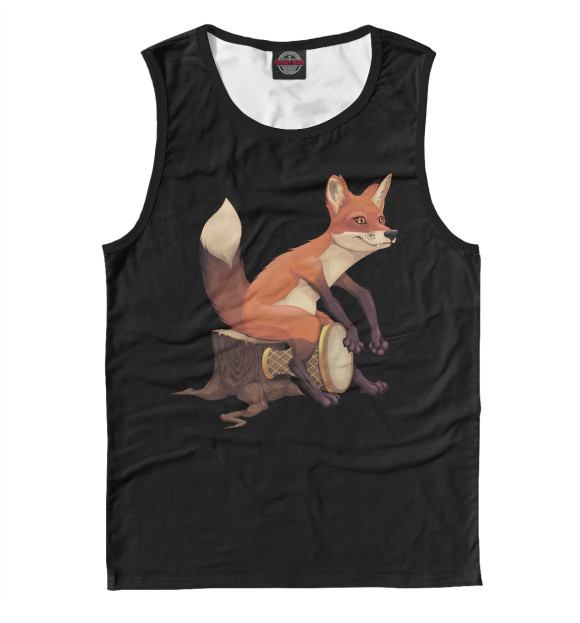 Майка для мальчика с изображением Лиса с барабаном цвета Белый