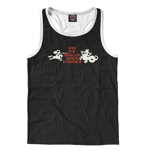 Мужская майка-борцовка с изображением Win the dragon (убить дракона) цвета Белый