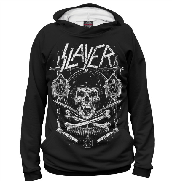 Женское худи с изображением Slayer цвета Белый