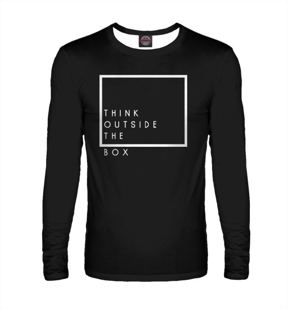 Мужской лонгслив с изображением Думайте за пределами коробки цвета Белый