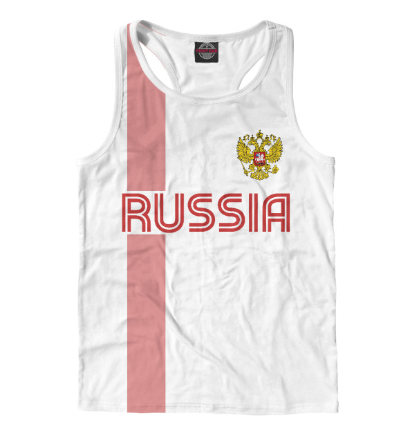 Мужская майка-борцовка с изображением Россия цвета Белый