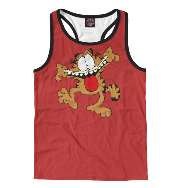 Мужская майка-борцовка с притом Гарфилд цвета Белый Мужская майка-борцовка с изображением Гарфилд цвета Белый