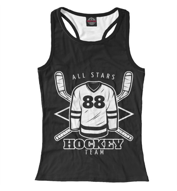 Женская майка-борцовка с изображением Hockey TEAM цвета Белый