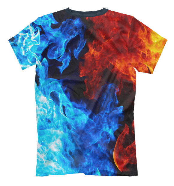 Мужская футболка с изображением Огонь и Вода цвета Белый